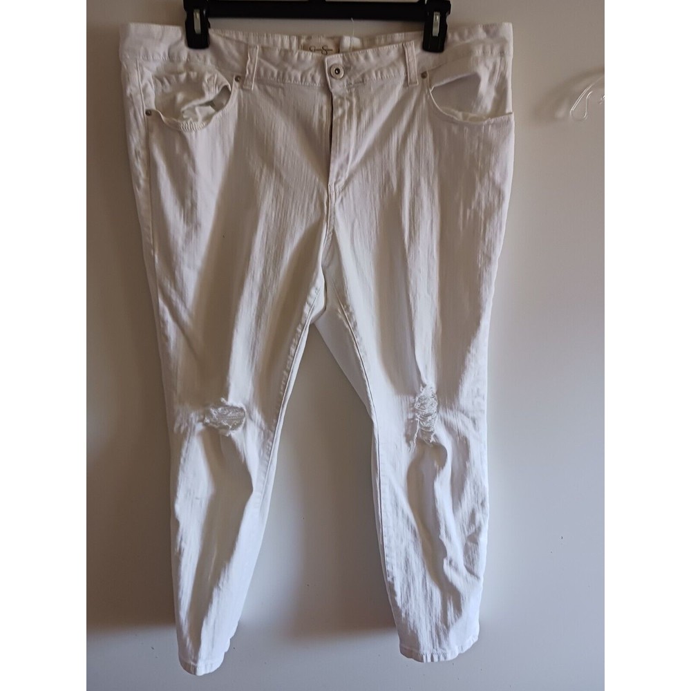Jessica Simpson Forever Rolled Ankle Jeans Womens Size 22W White Distressed